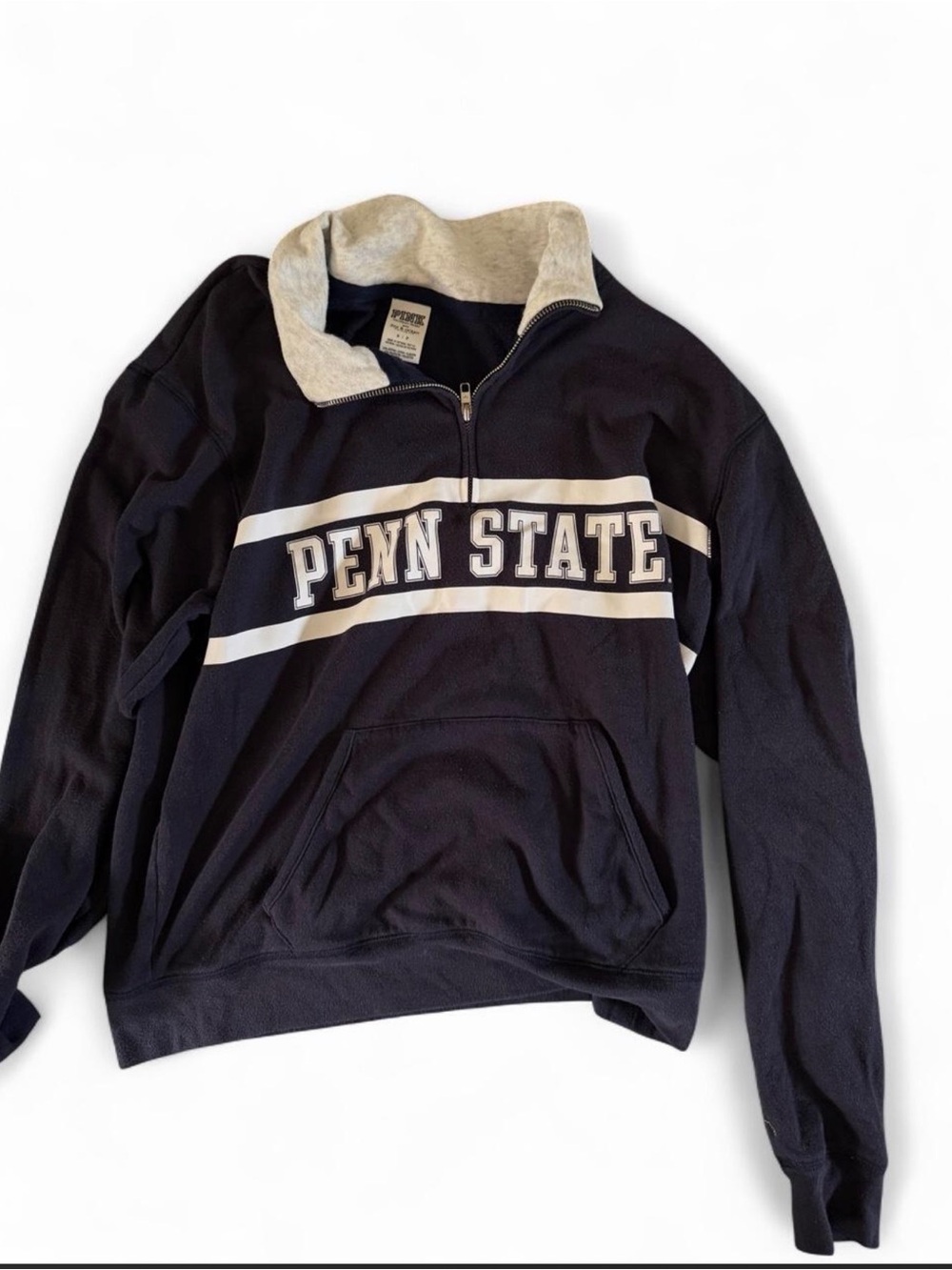 Rare Victoria Secret Penn State Navy and White Quarter-Zip Pullover Sweatshirt